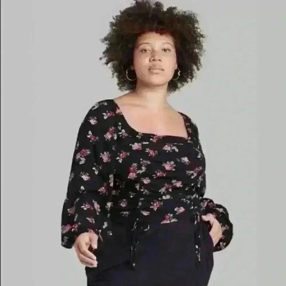 Wild Fable floral print Bishop sleeves crop top